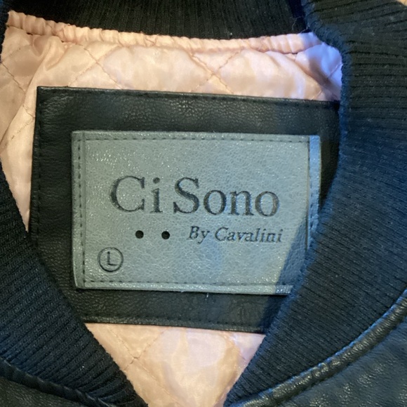Ci Sono Black Vegan Leather Bomber Jacket - Picture 2 of 5